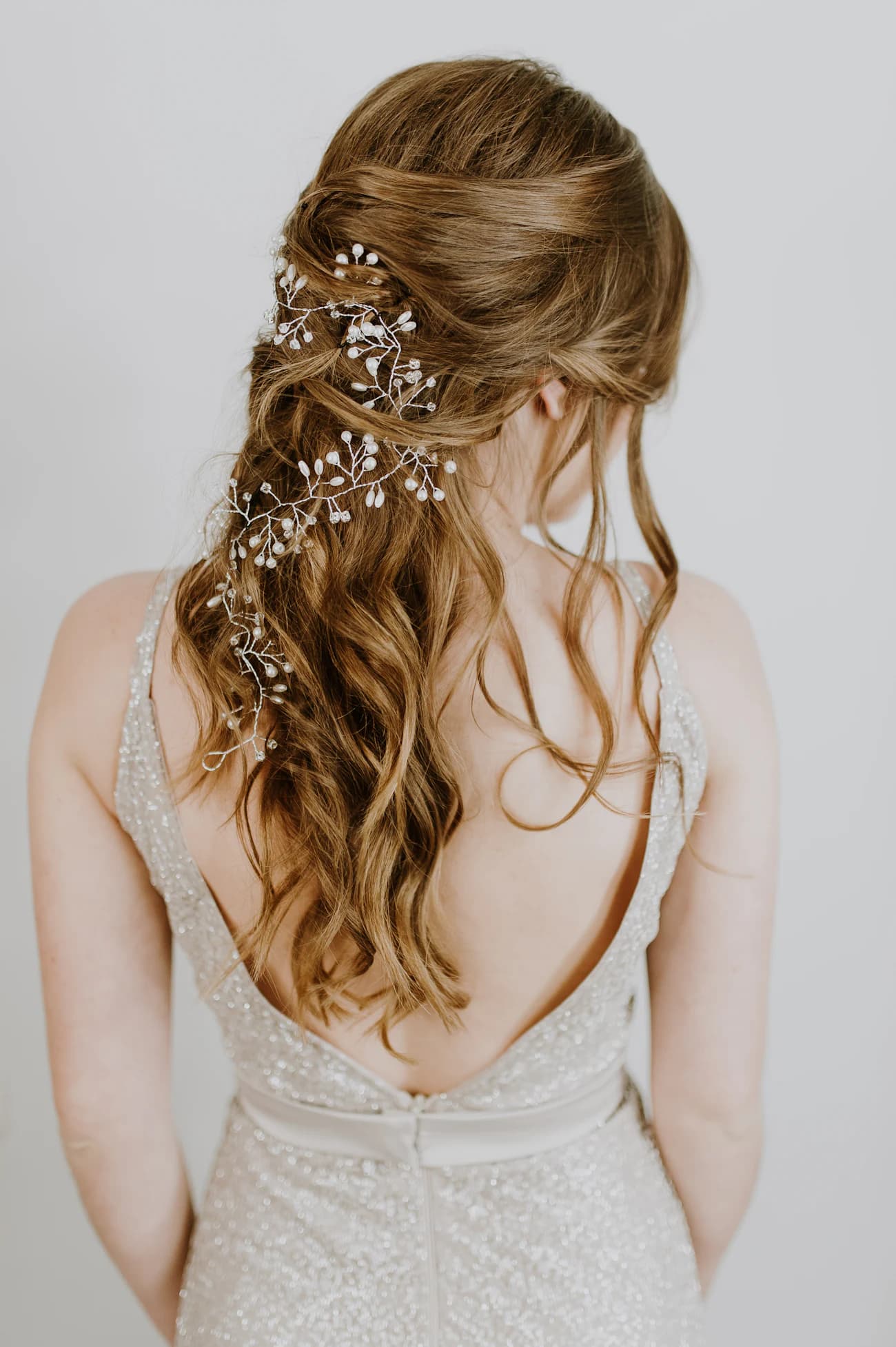 Bridal preparation, hair dressed for the ceremony
